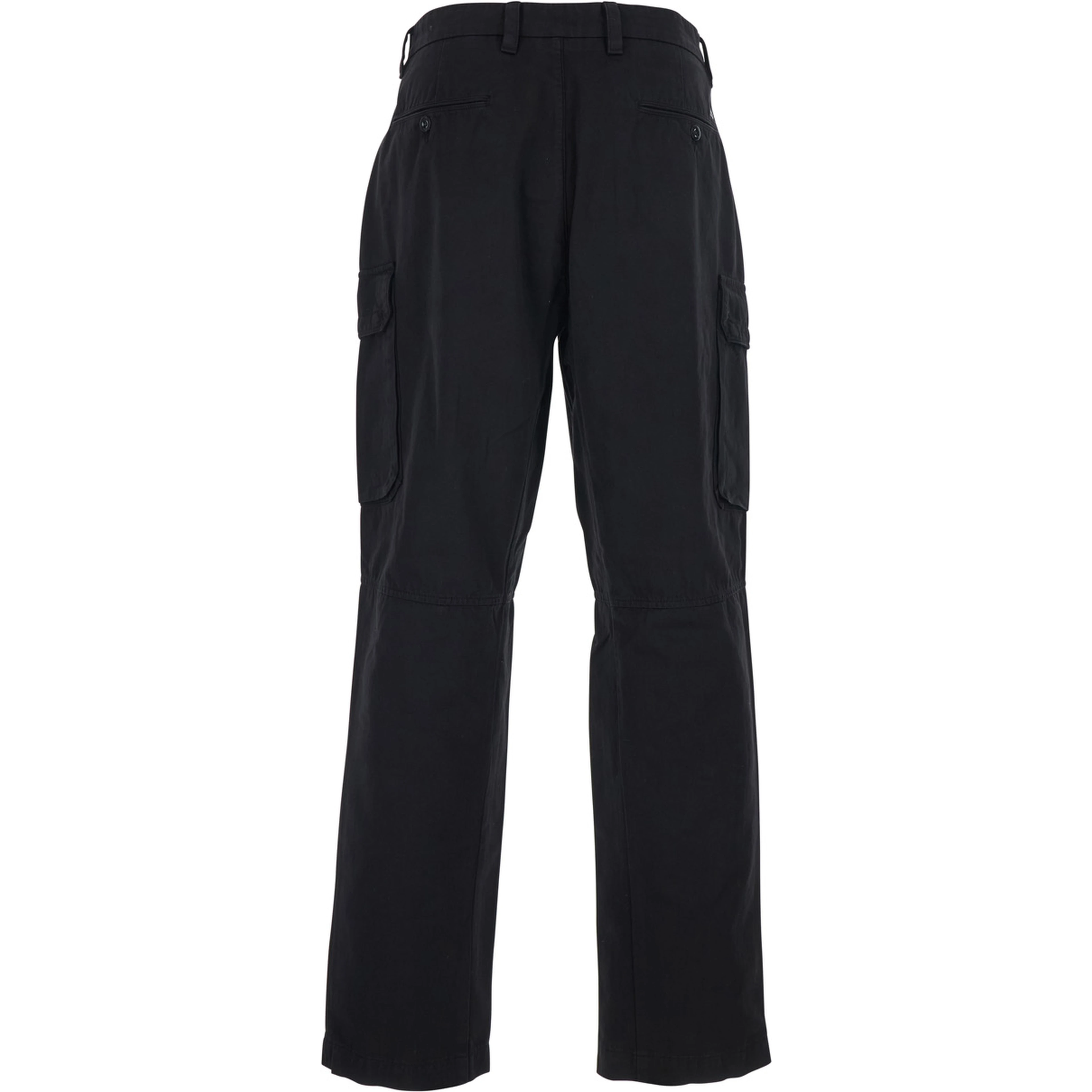 Black Cargo Pants with Logo Plate on the Side and Two Front Cargo Pockets In Cotton for Men