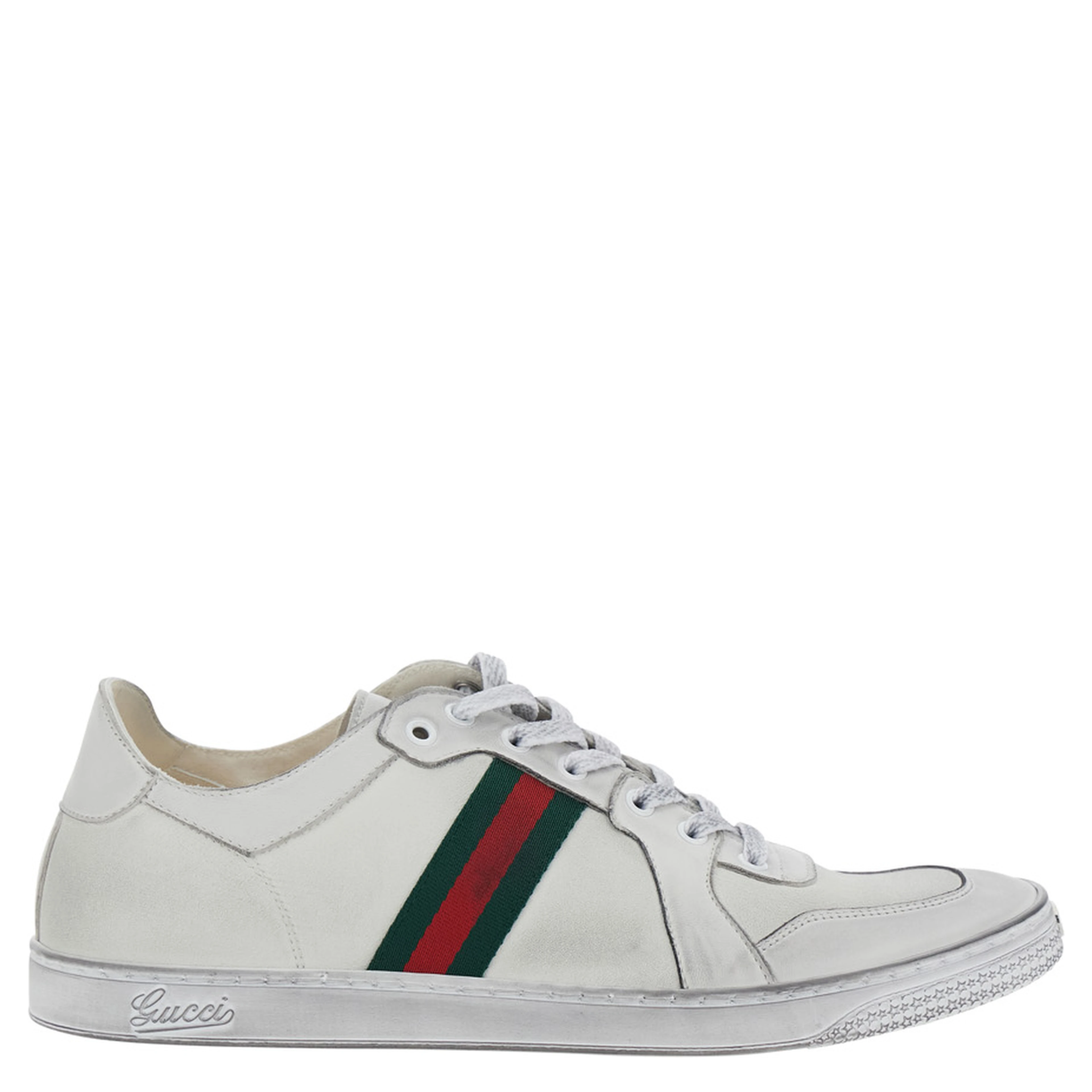 Coda White Low Top Sneakers with Web Detail on the Side in White Leather for Men