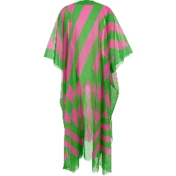 Multicolor Caftan with V-Neck and All-Over Geometric motif in fabric woman