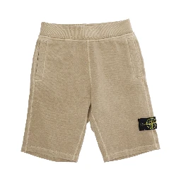 Bermuda L1S166200005S0060V0190 with Logo Patch on the Leg and Back Pocket in Beige Cotton for Kids