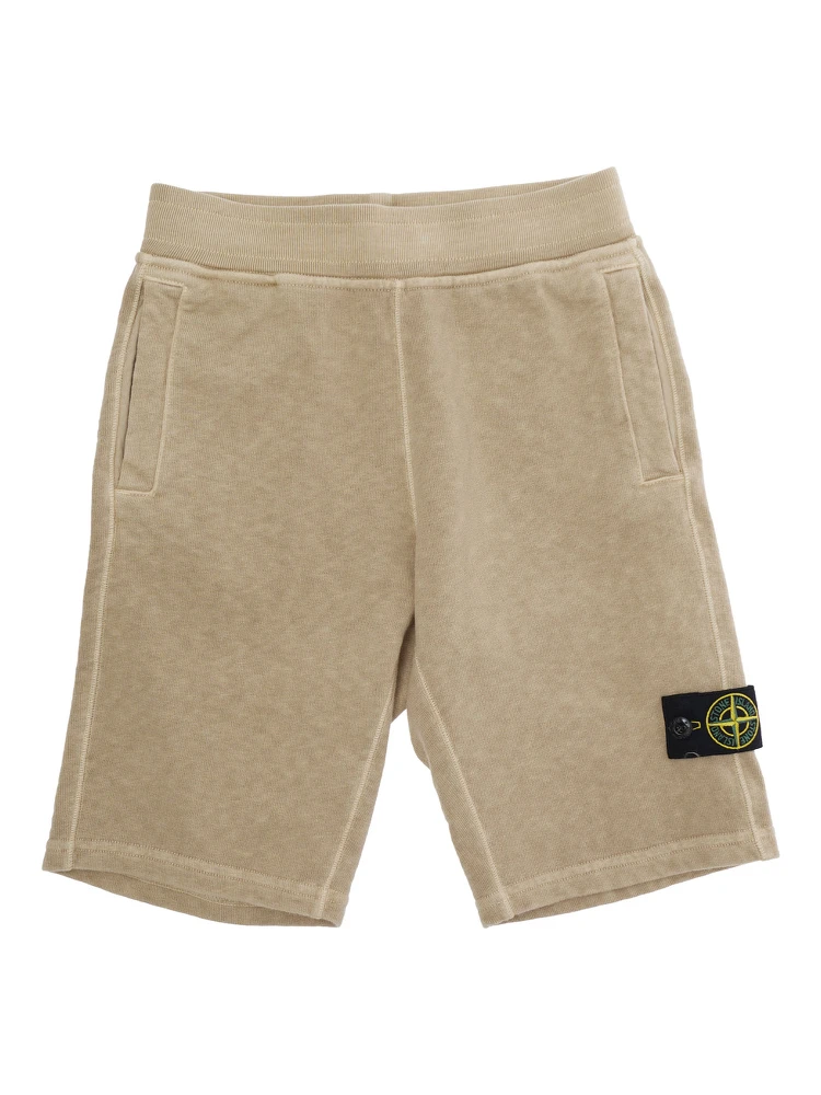 Bermuda L1S166200005S0060V0190 with Logo Patch on the Leg and Back Pocket in Beige Cotton for Kids