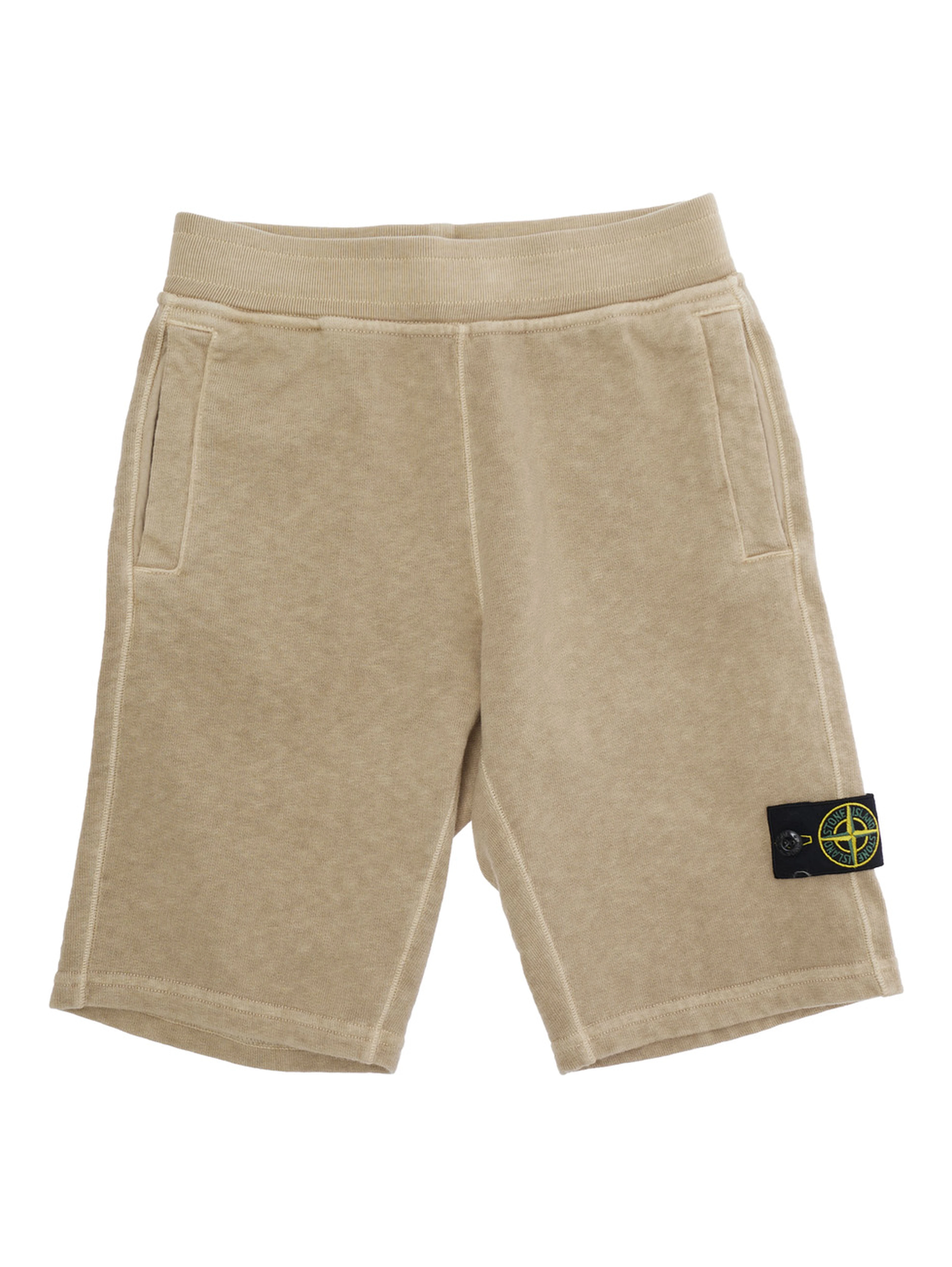 Bermuda L1S166200005S0060V0190 with Logo Patch on the Leg and Back Pocket in Beige Cotton for Kids