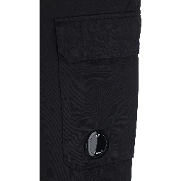 Black Cargo Pants with Logo Plate on the Side and Two Front Cargo Pockets In Cotton for Men