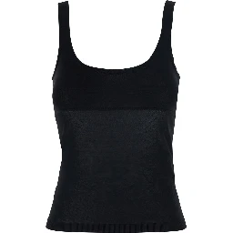 Black Top with Round Neck in Viscose Woman