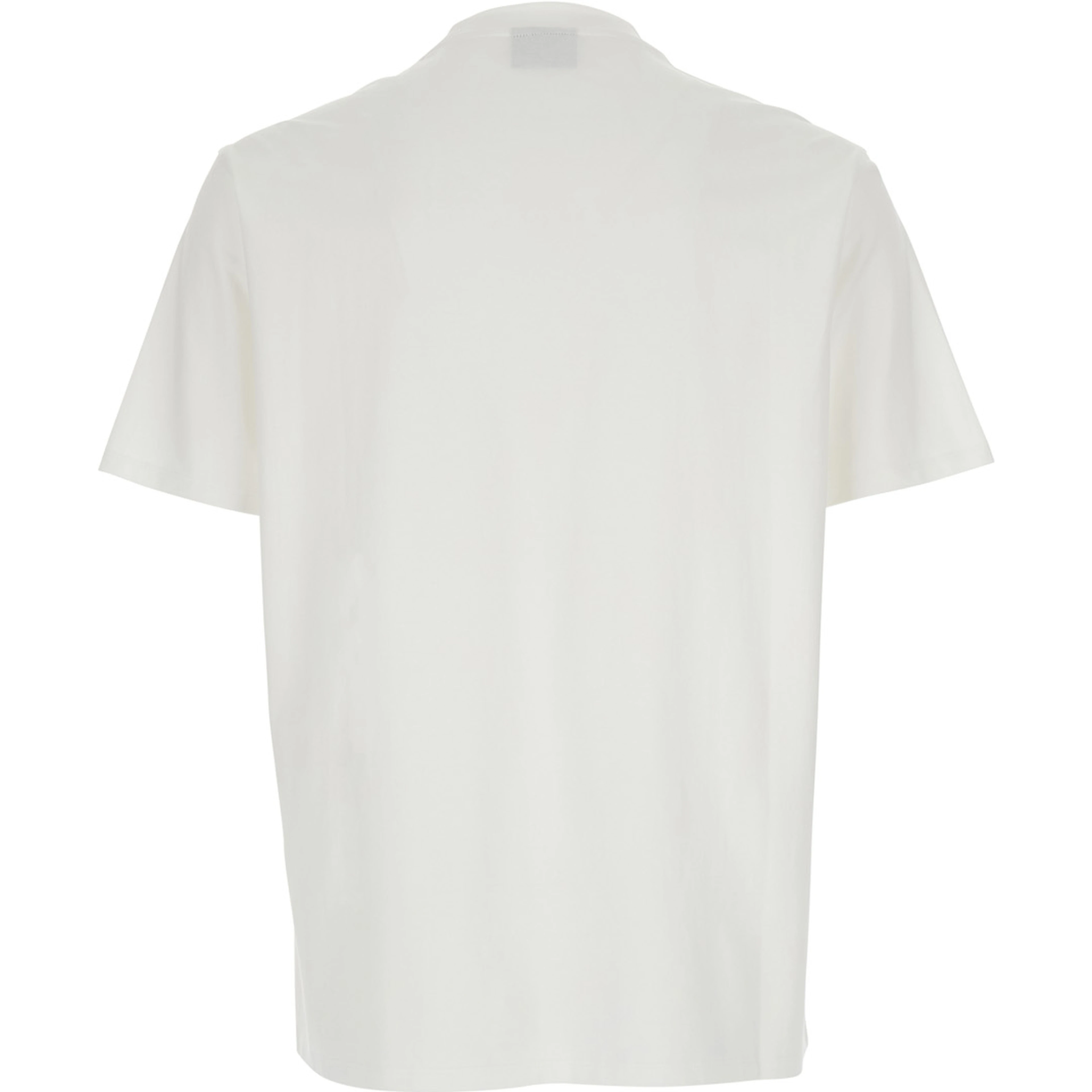 White Crew Neck T-Shirt with Front Logo in Cotton for Men