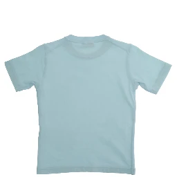 Crew Neck T-Shirt with Logo Patch on the Front in Blue Cotton for Kids