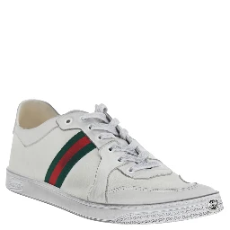 Coda White Low Top Sneakers with Web Detail on the Side in White Leather for Men