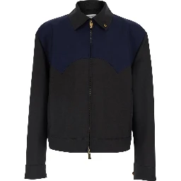 Brown Jacket with Classic Collar and Zip Closure on the Front in Leather for Men
