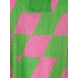 Multicolor Caftan with V-Neck and All-Over Geometric motif in fabric woman