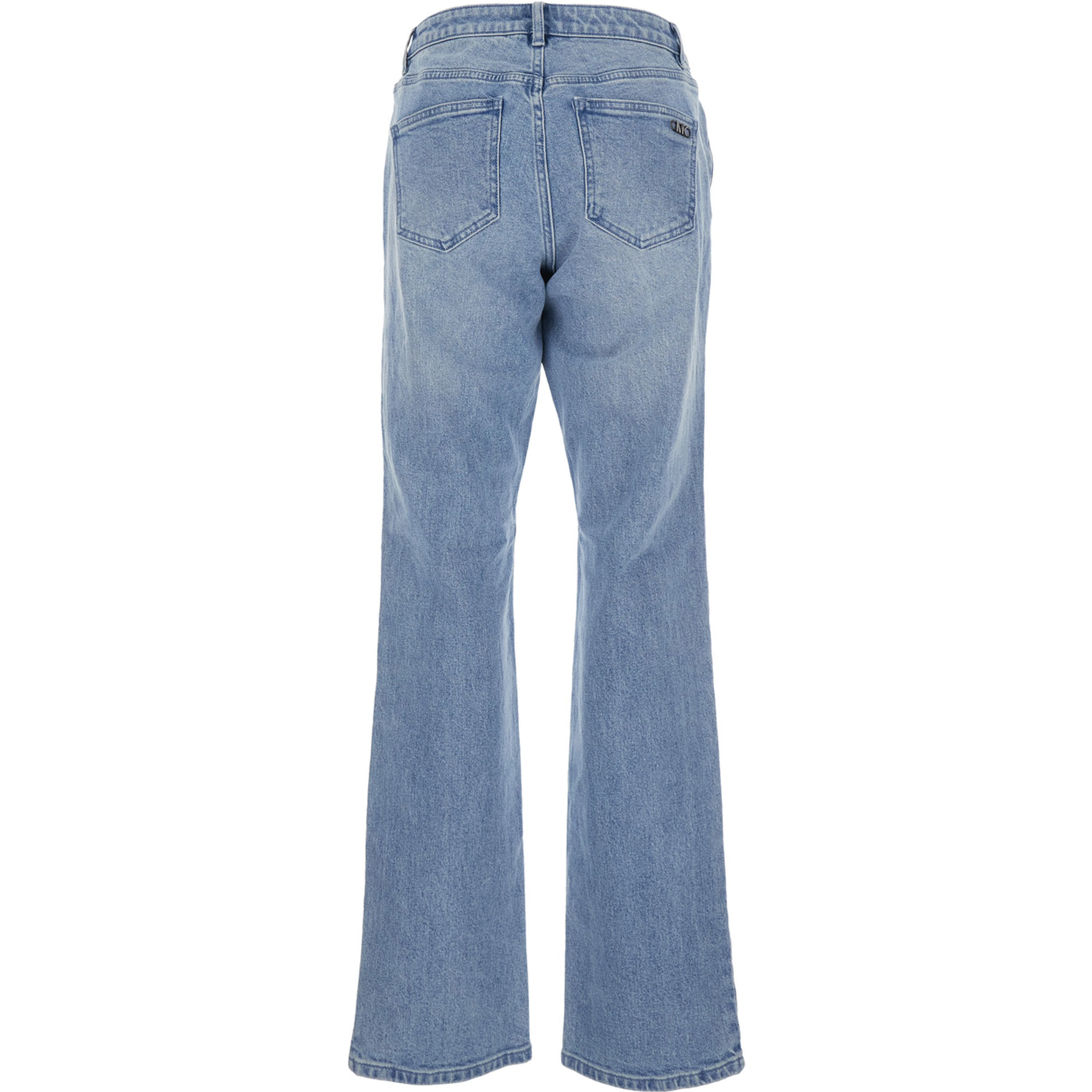 Blue Jeans with Belt Loops and Logo Plate on the Back in Denim Woman