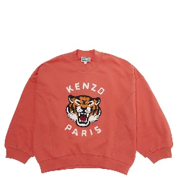 Red Crewneck Sweatshirt with Maxi Logo in Cotton Boy