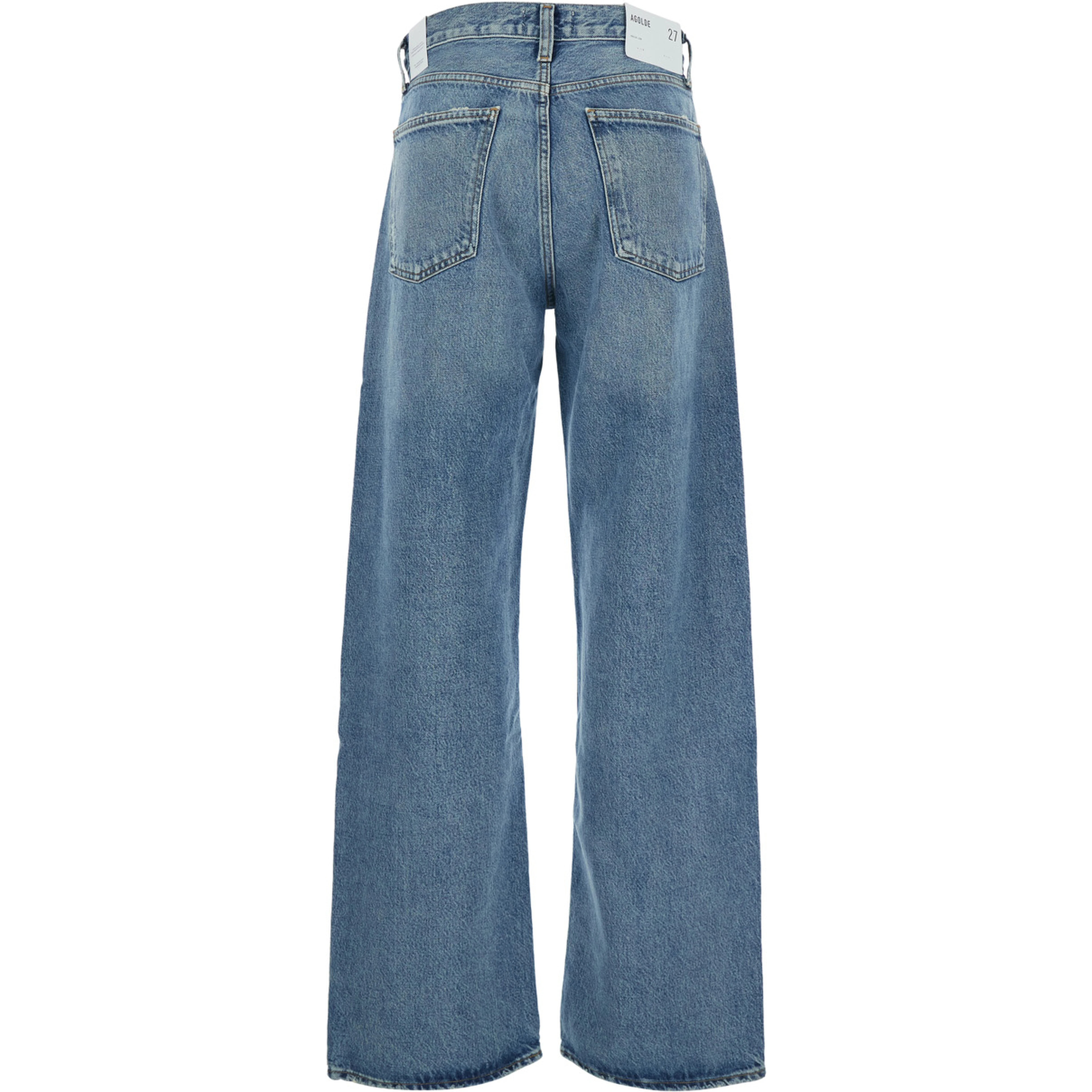 Blue Asymmetrical Wide Leg Jeans in Denim for Women