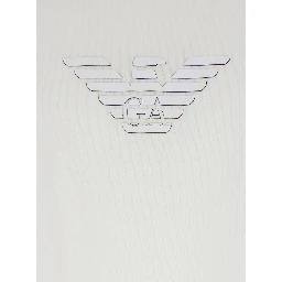 White Crew Neck T-Shirt with Front Logo in Cotton for Men