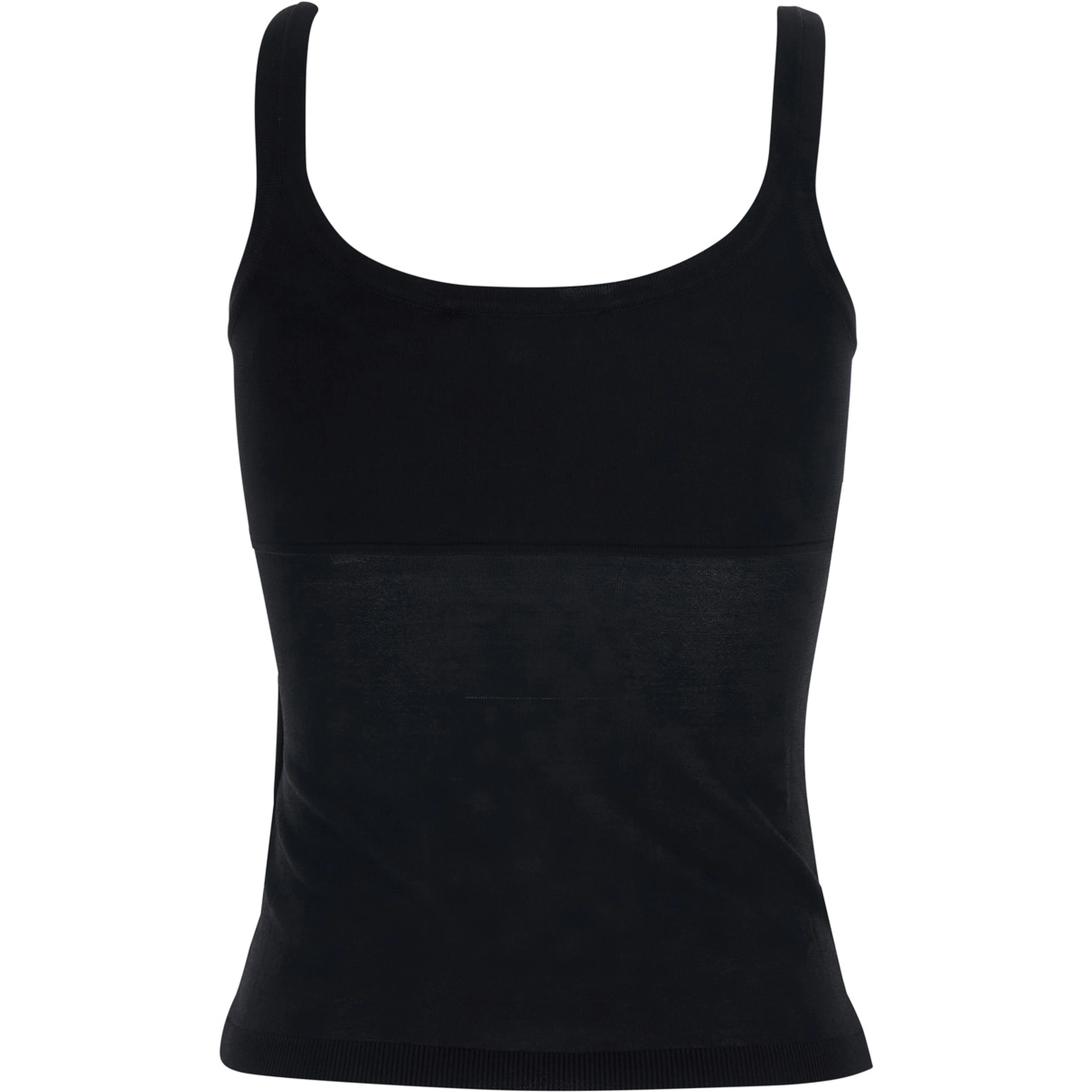 Black Top with Round Neck in Viscose Woman