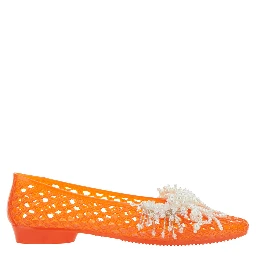 Muse Orange Ballet shoes with Beaded Details in Tech Fabric Women