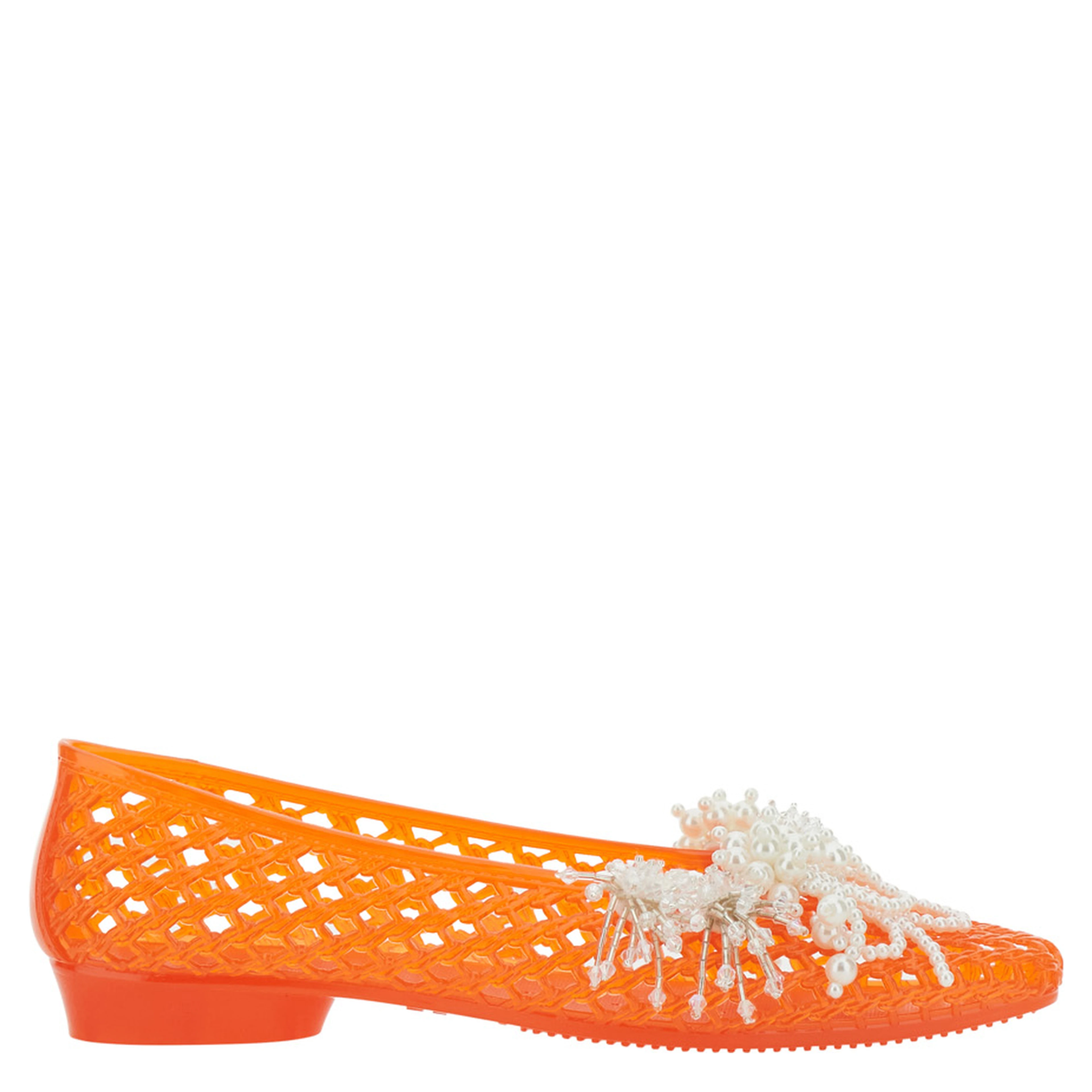 Muse Orange Ballet shoes with Beaded Details in Tech Fabric Women