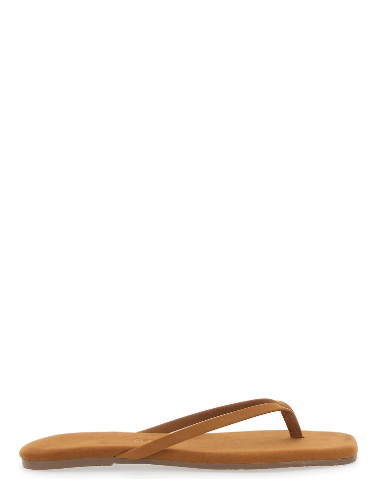 Lily beige Sandals with thong design and square toe in Suede Woman