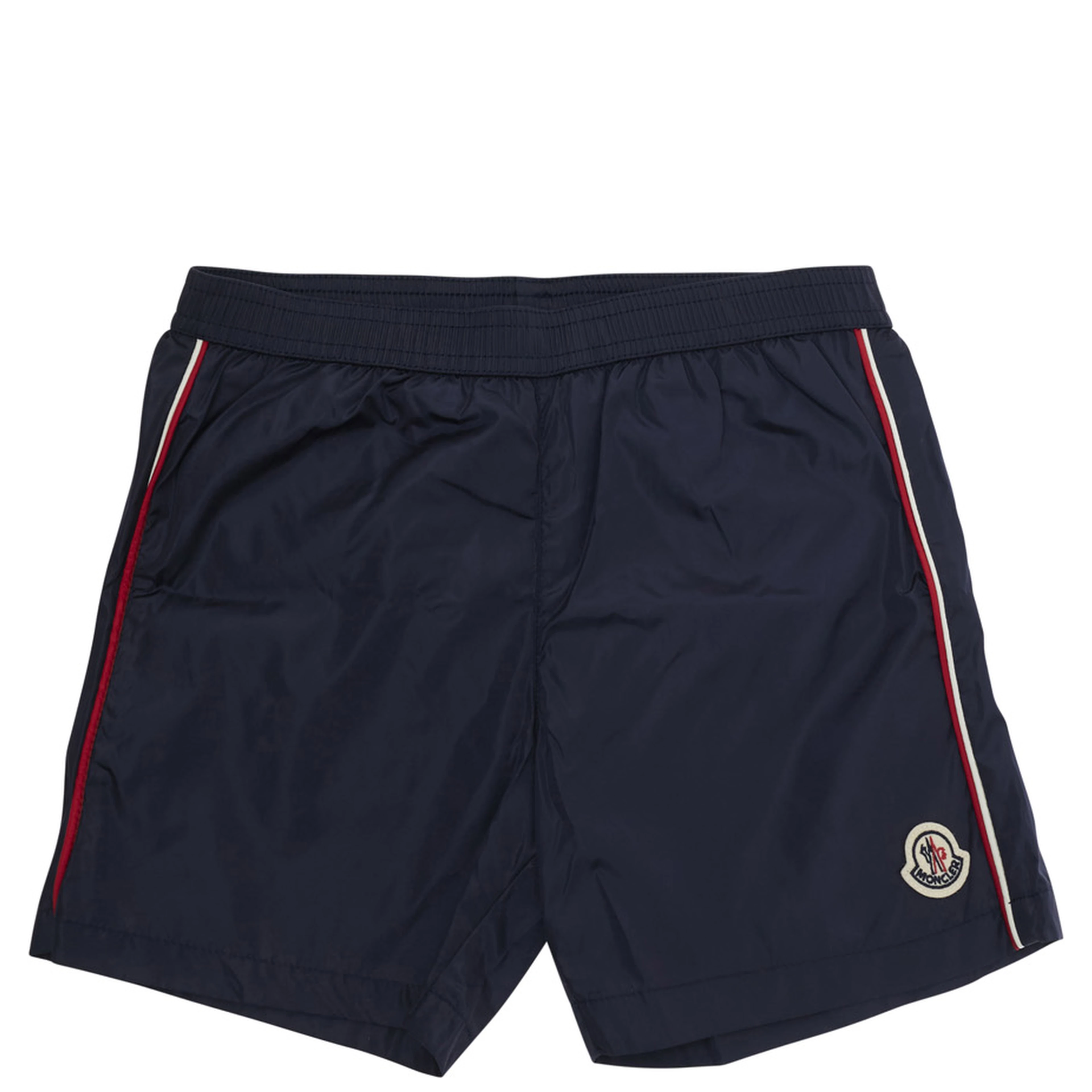 Blue Swim shorts with logo patch on the front and striped details on the side in Tech Fabric Boy