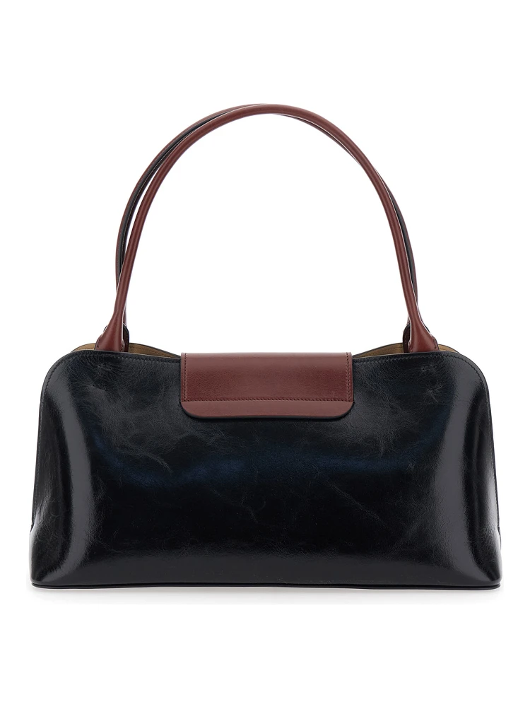 Vivien Black Shoulder Bag with Turn Lock Closure and Medusa Plaque in Leather for Women alternative