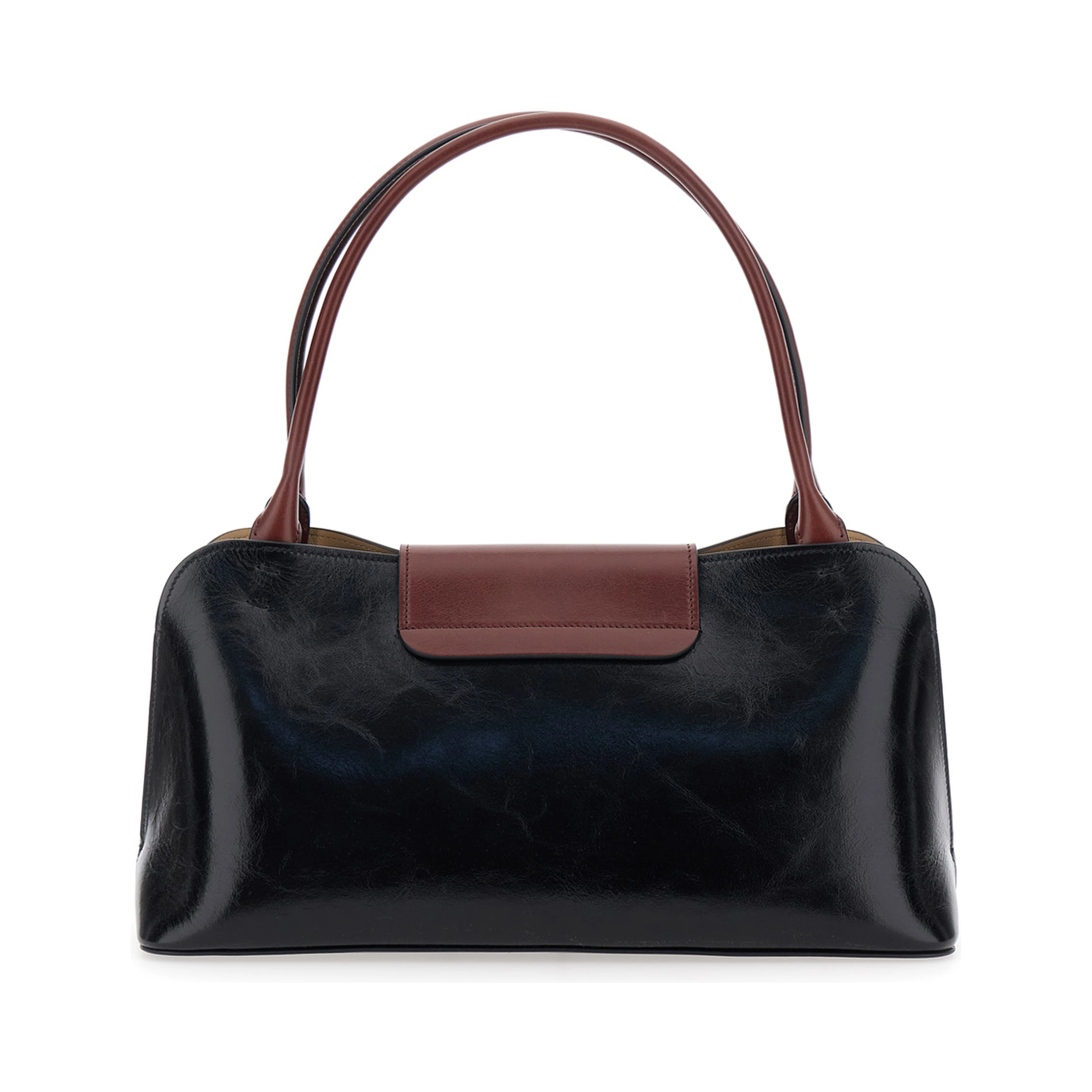 Vivien Black Shoulder Bag with Turn Lock Closure and Medusa Plaque in Leather for Women