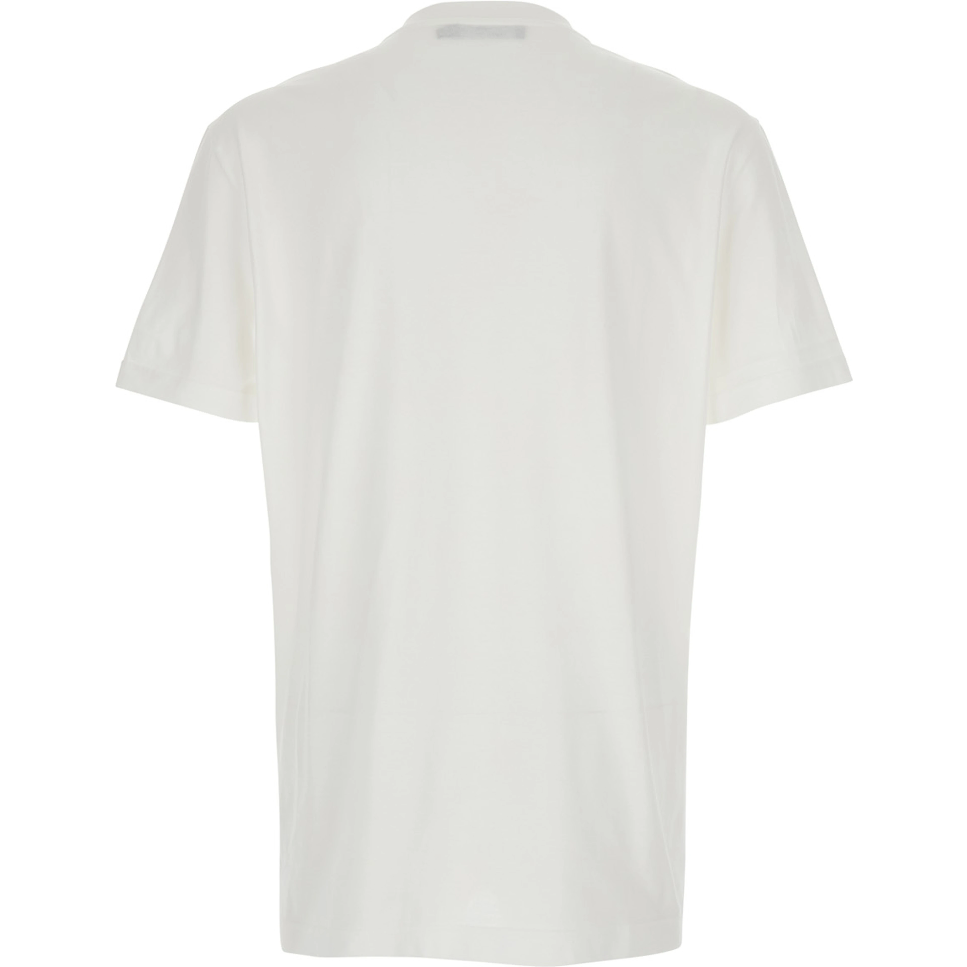 White Crew Neck T-shirt with Front Logo in Cotton for Men