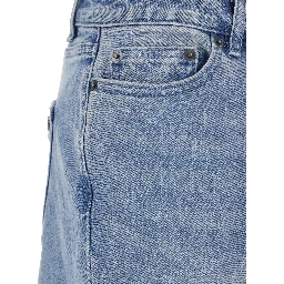 Blue Jeans with Belt Loops and Logo Plate on the Back in Denim Woman