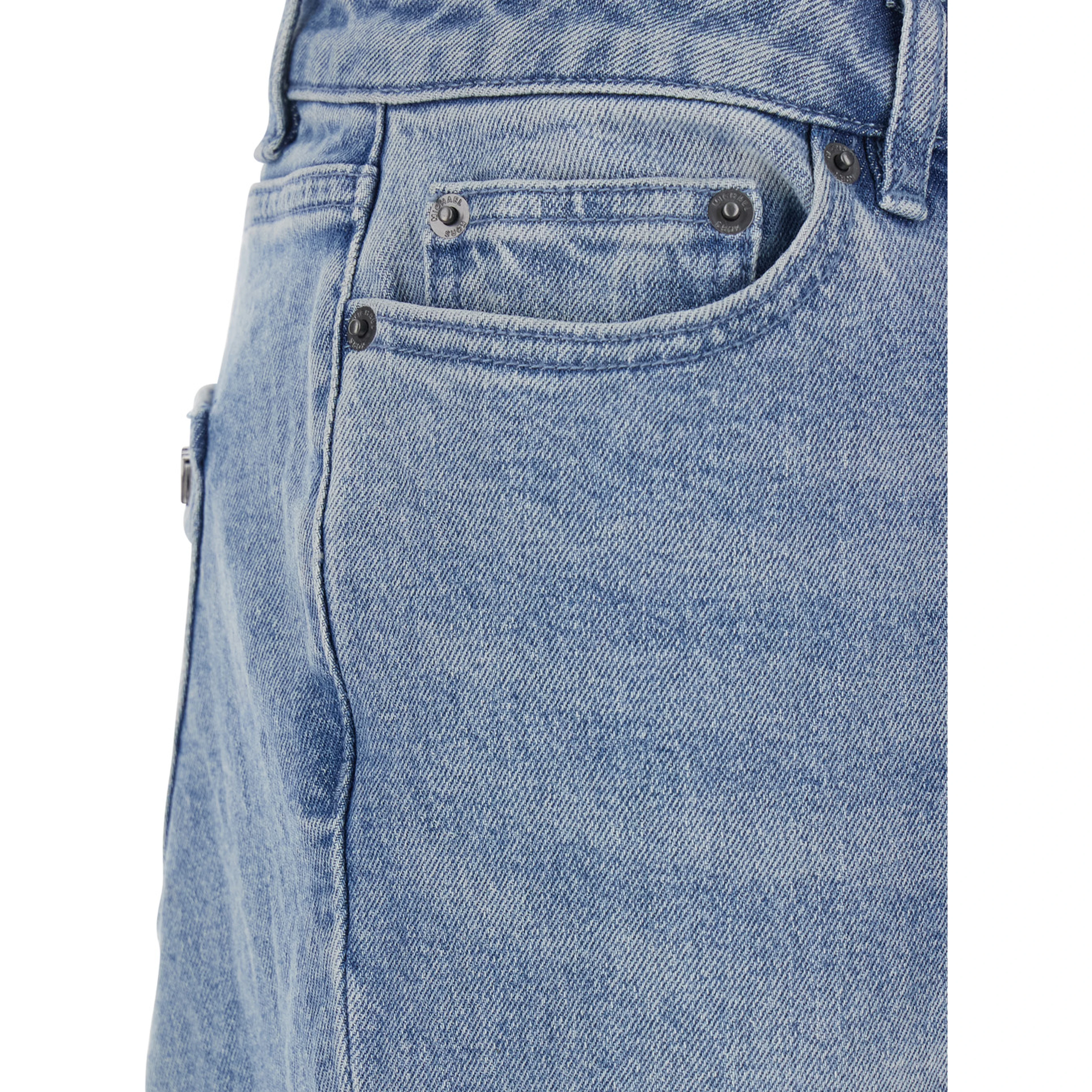 Blue Jeans with Belt Loops and Logo Plate on the Back in Denim Woman
