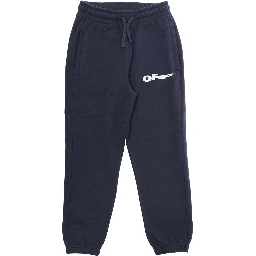 Blue Pants with Elastic Waist and Drawstring and Logo on the Front in Cotton Boy