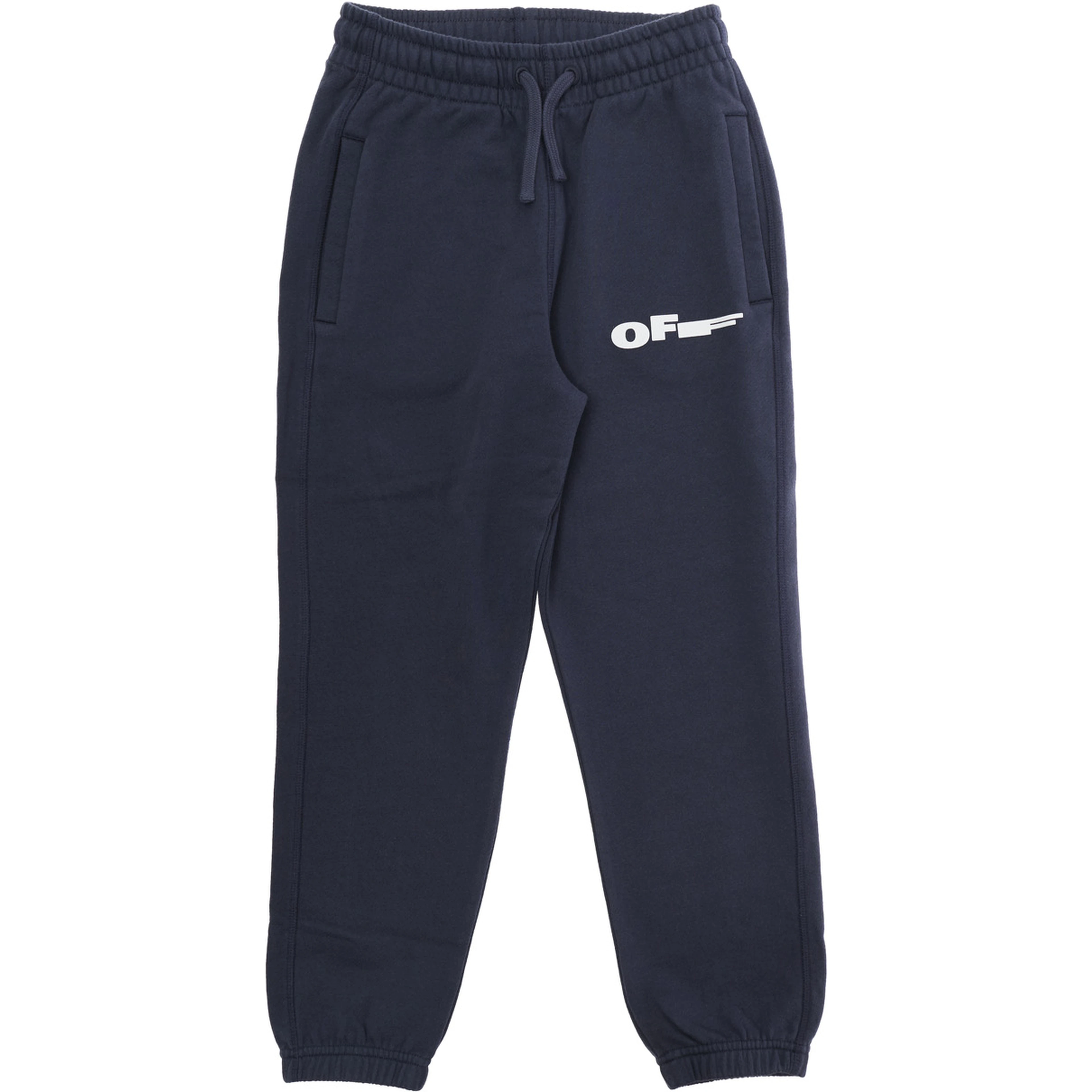 Blue Pants with Elastic Waist and Drawstring and Logo on the Front in Cotton Boy