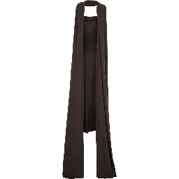 MARTINE MIDAXI DRESS - Brown - Off shoulder long dress with V-neck - In fabric - Women