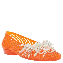 Muse Orange Ballet shoes with Beaded Details in Tech Fabric Women