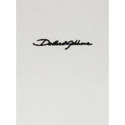 White Crew Neck T-shirt with Front Logo in Cotton for Men