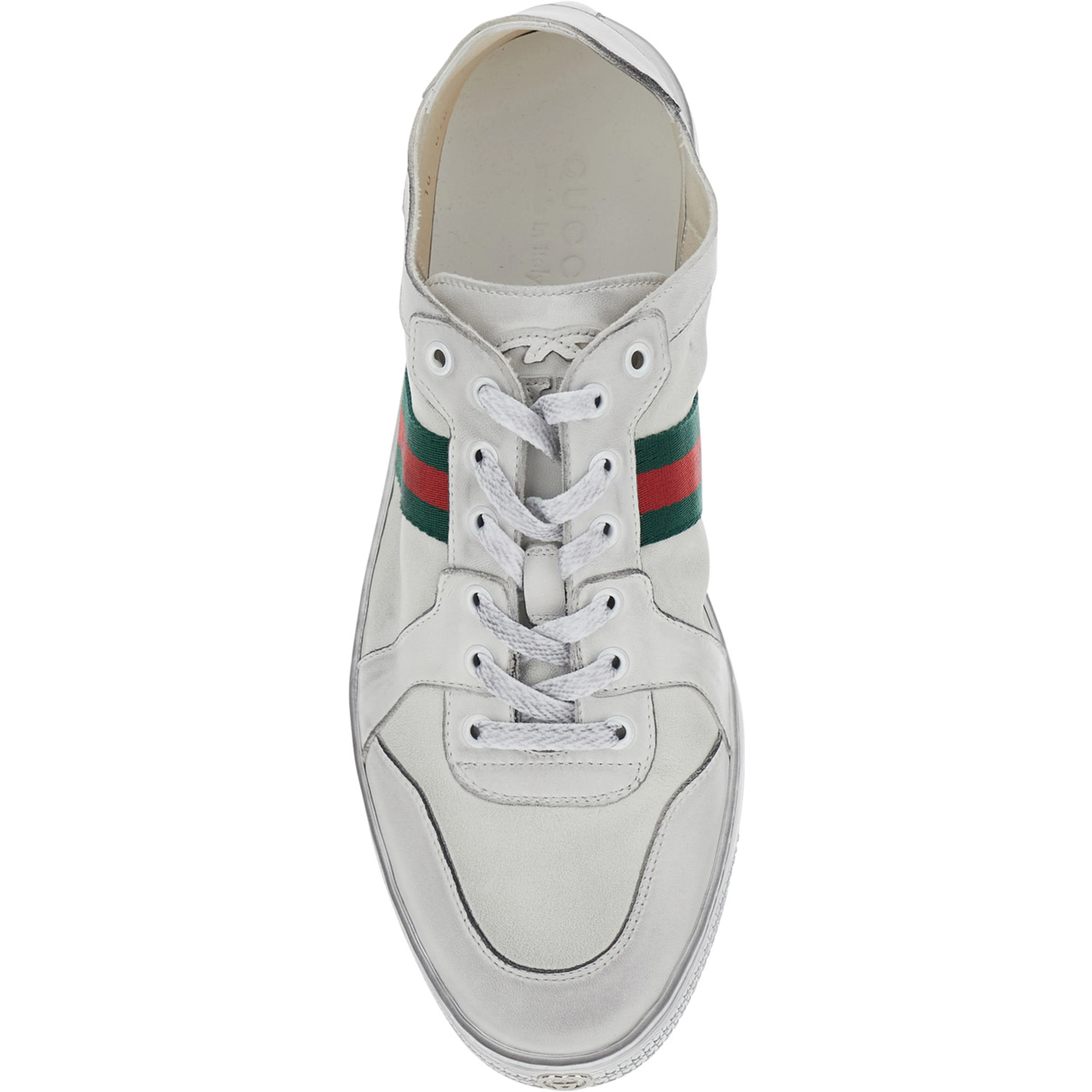 Coda White Low Top Sneakers with Web Detail on the Side in White Leather for Men
