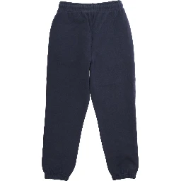 Blue Pants with Elastic Waist and Drawstring and Logo on the Front in Cotton Boy