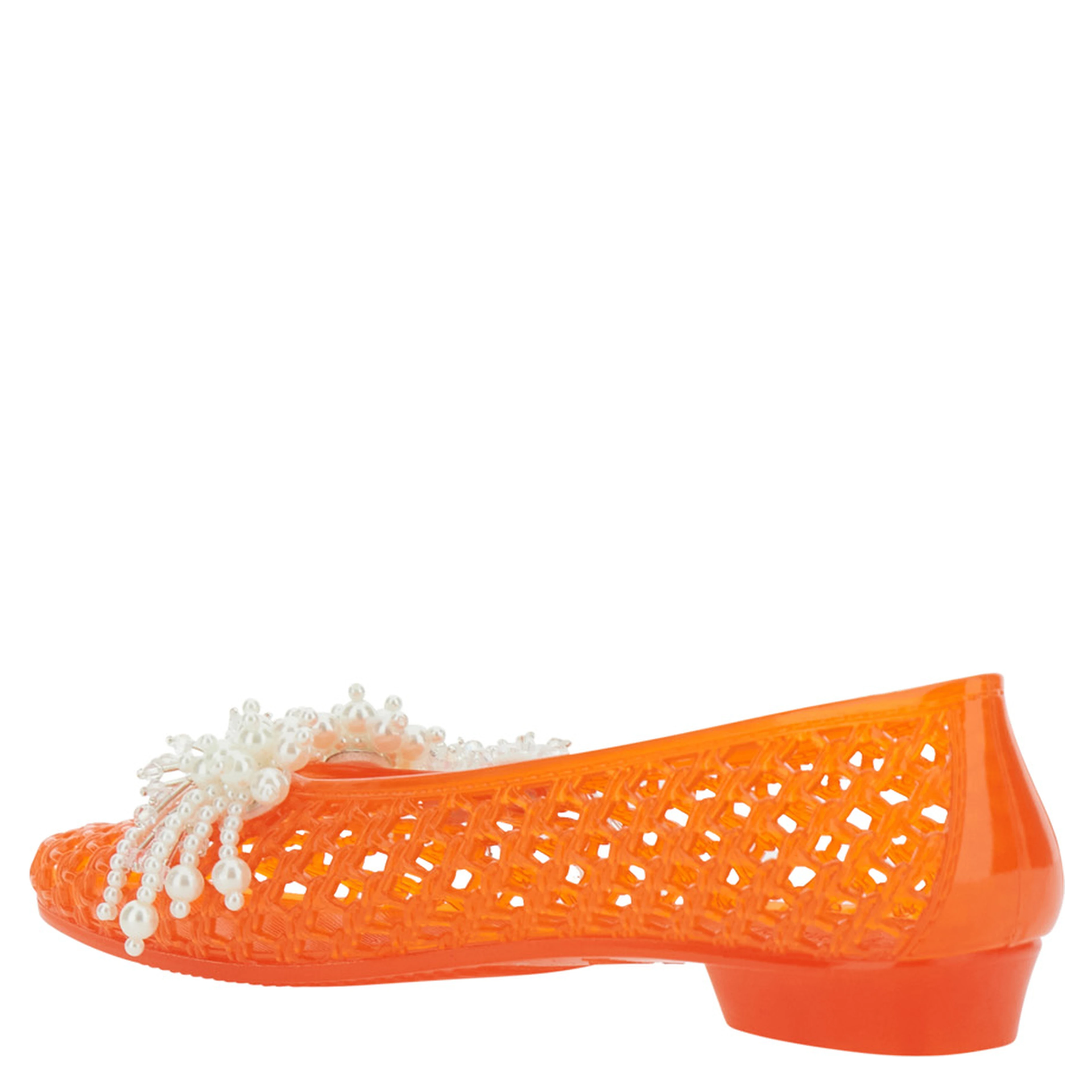 Muse Orange Ballet shoes with Beaded Details in Tech Fabric Women