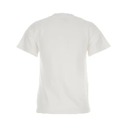 white T-shirt with floral embroidery in cotton for women