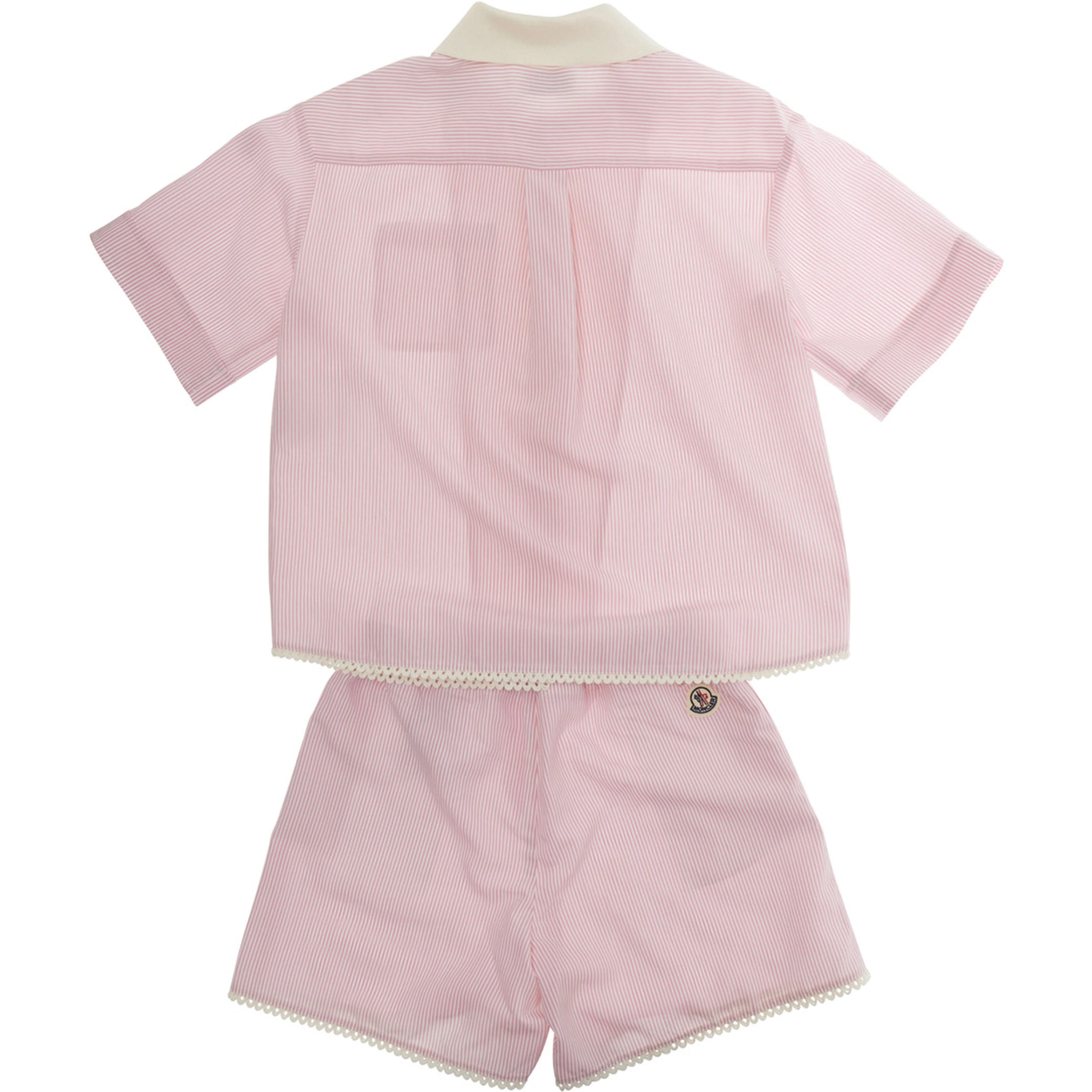 pink Set with shirt and shorts featuring applied logo patches in viscose girls