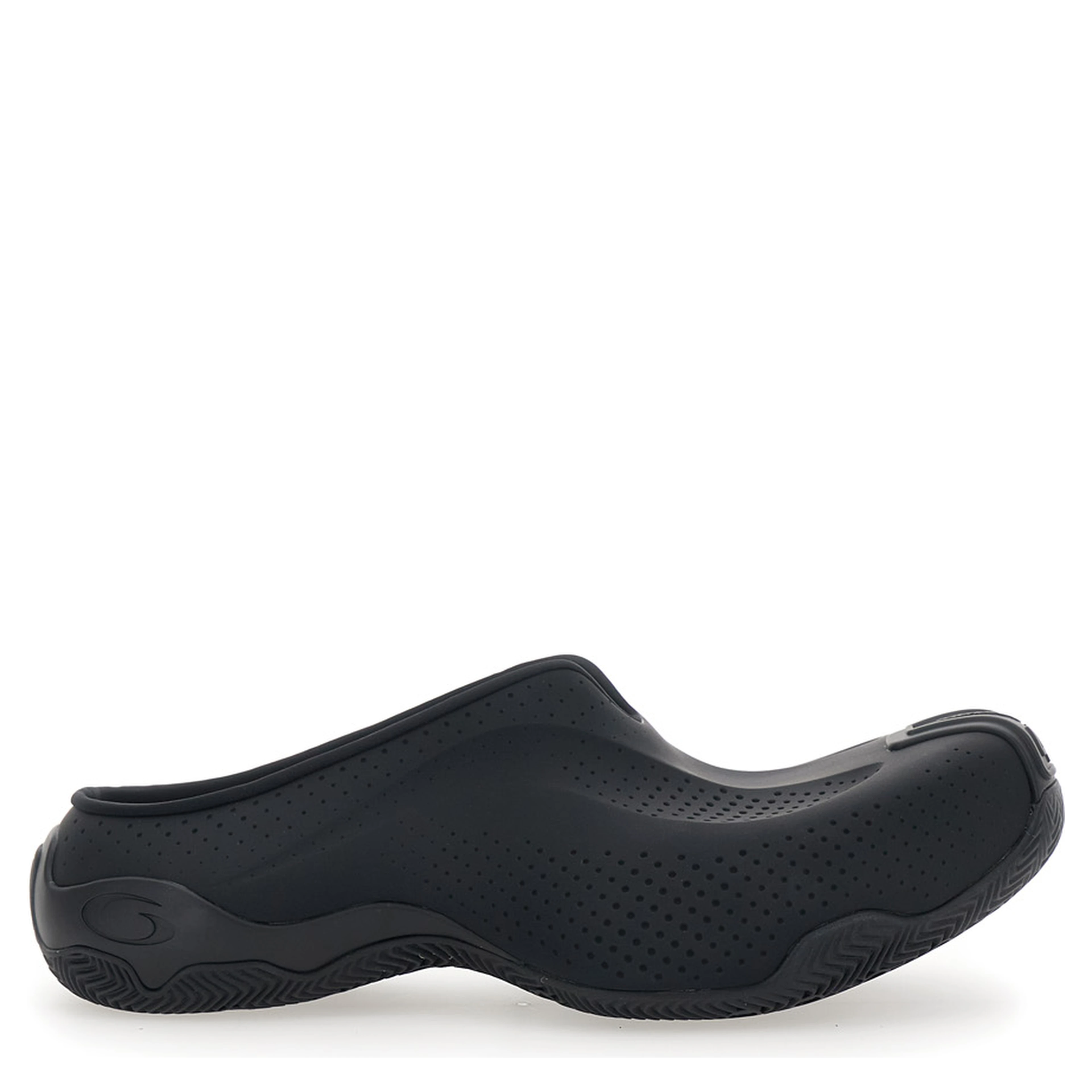 Mule Basketball Slip-On with Perforated Design in Black Tech Fabric for Men