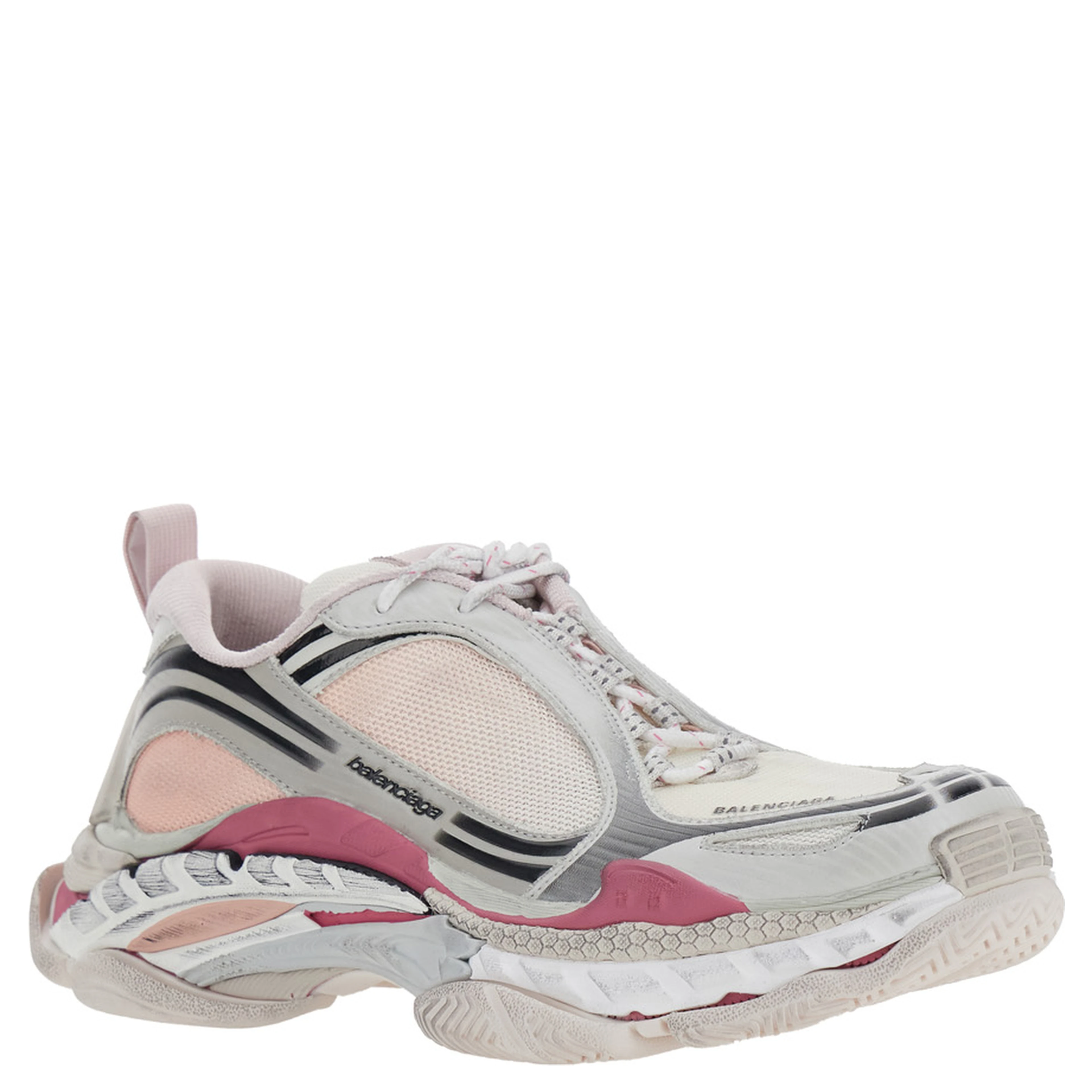 TRIPLE-S 2 Multicolor Sneakers with Logo on the front and back and Worn Effect in Leather for Women