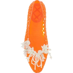 Muse Orange Ballet shoes with Beaded Details in Tech Fabric Women