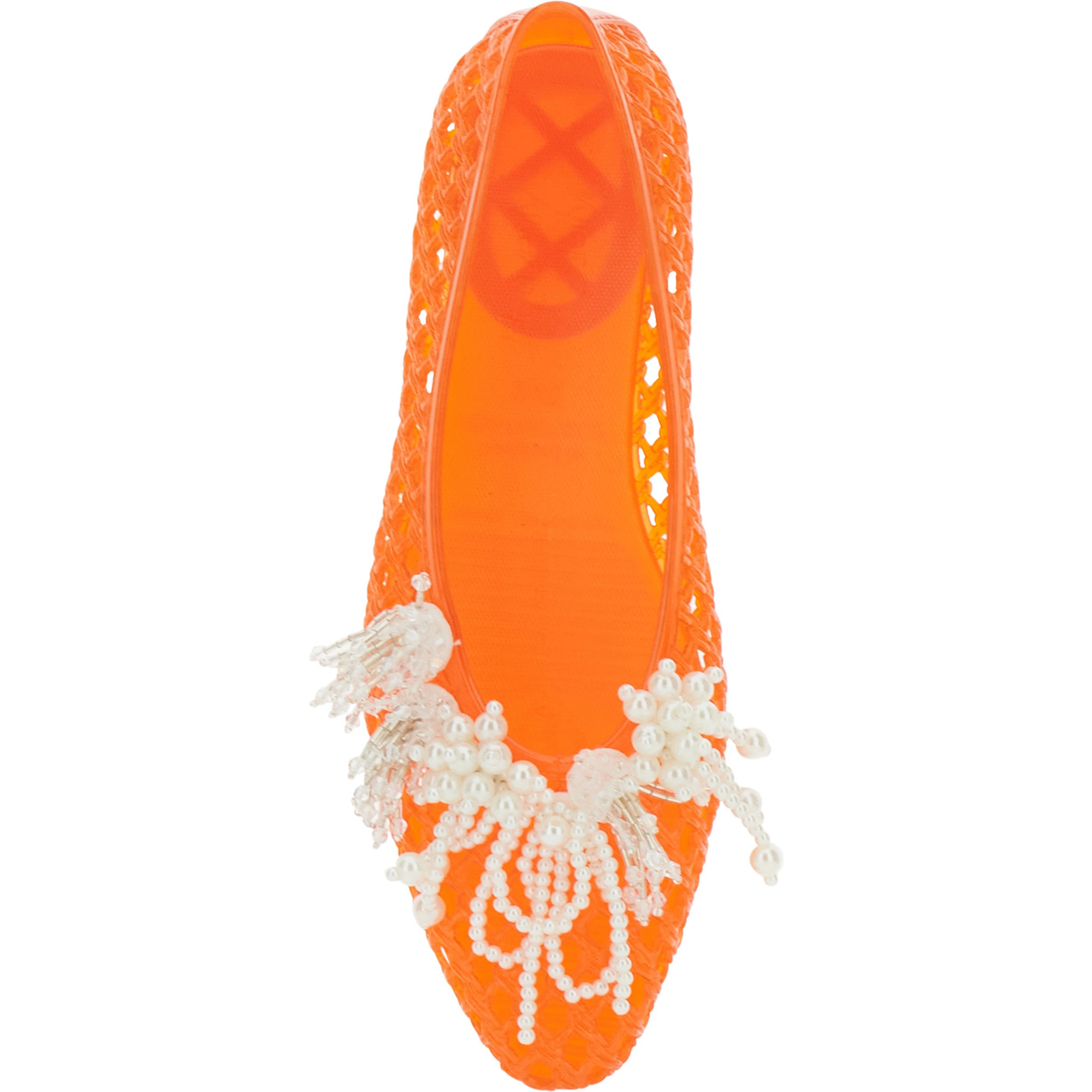 Muse Orange Ballet shoes with Beaded Details in Tech Fabric Women