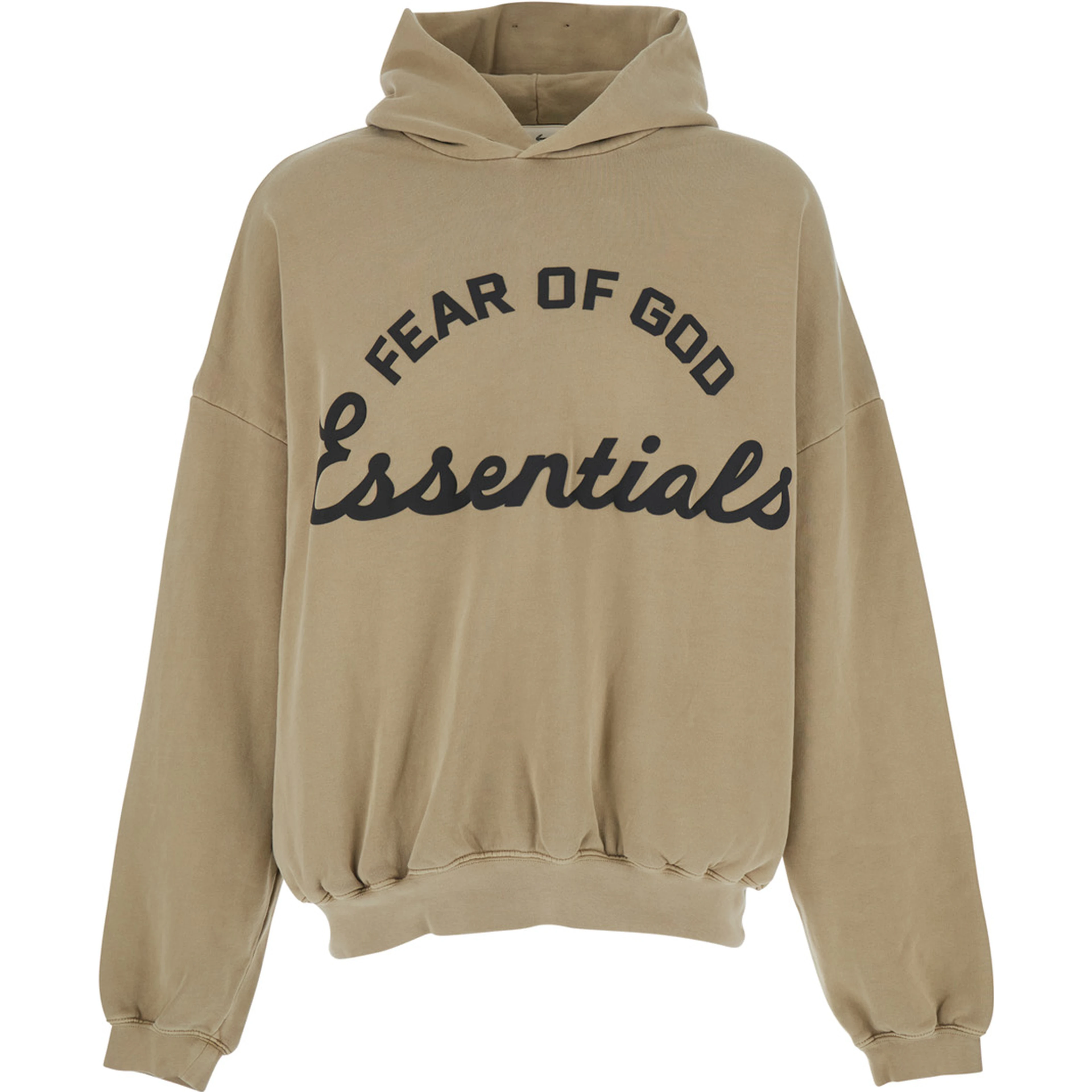 Beige Hoodie with Fixed Hood and Maxi Logo Lettering on the Front in Cotton for Men