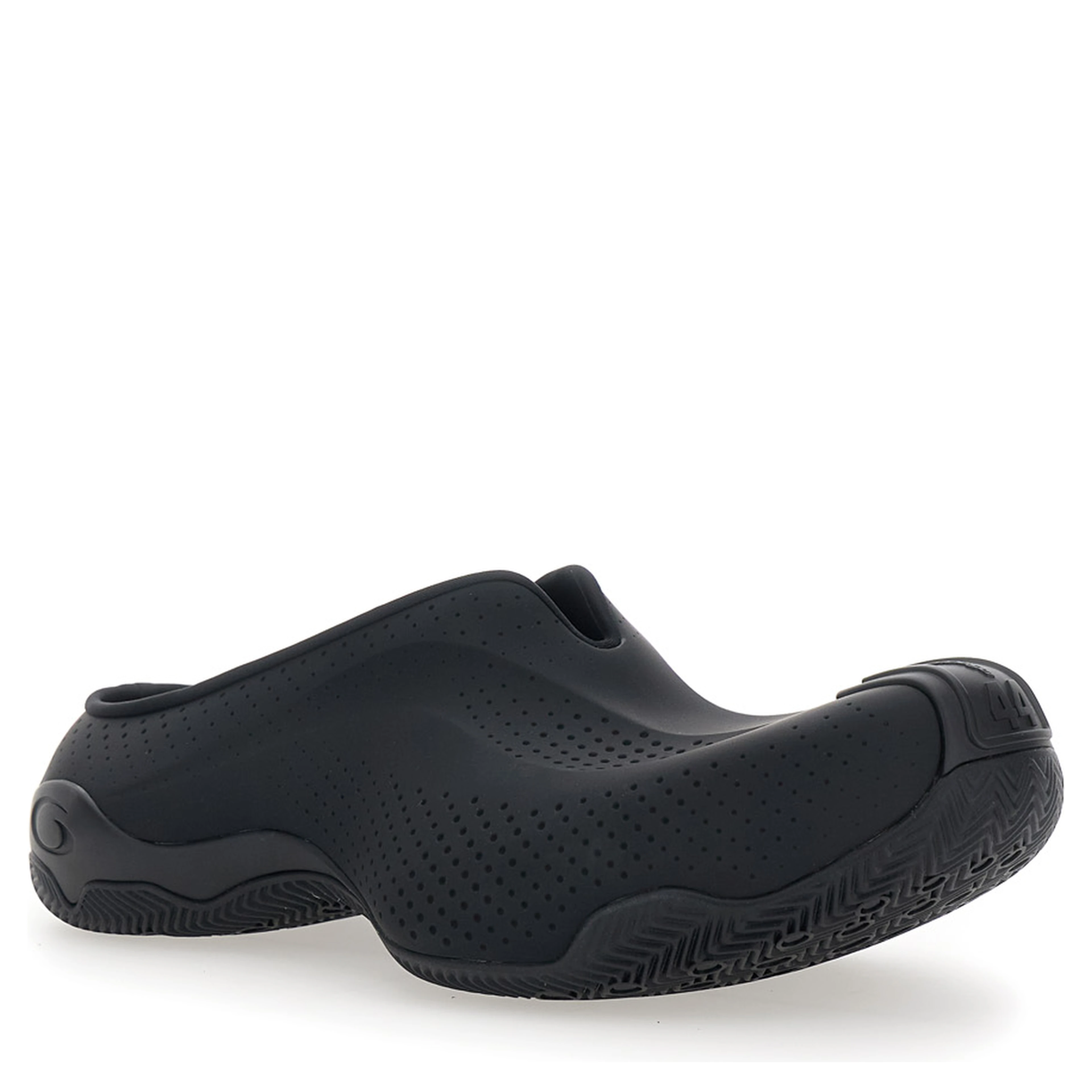 Mule Basketball Slip-On with Perforated Design in Black Tech Fabric for Men