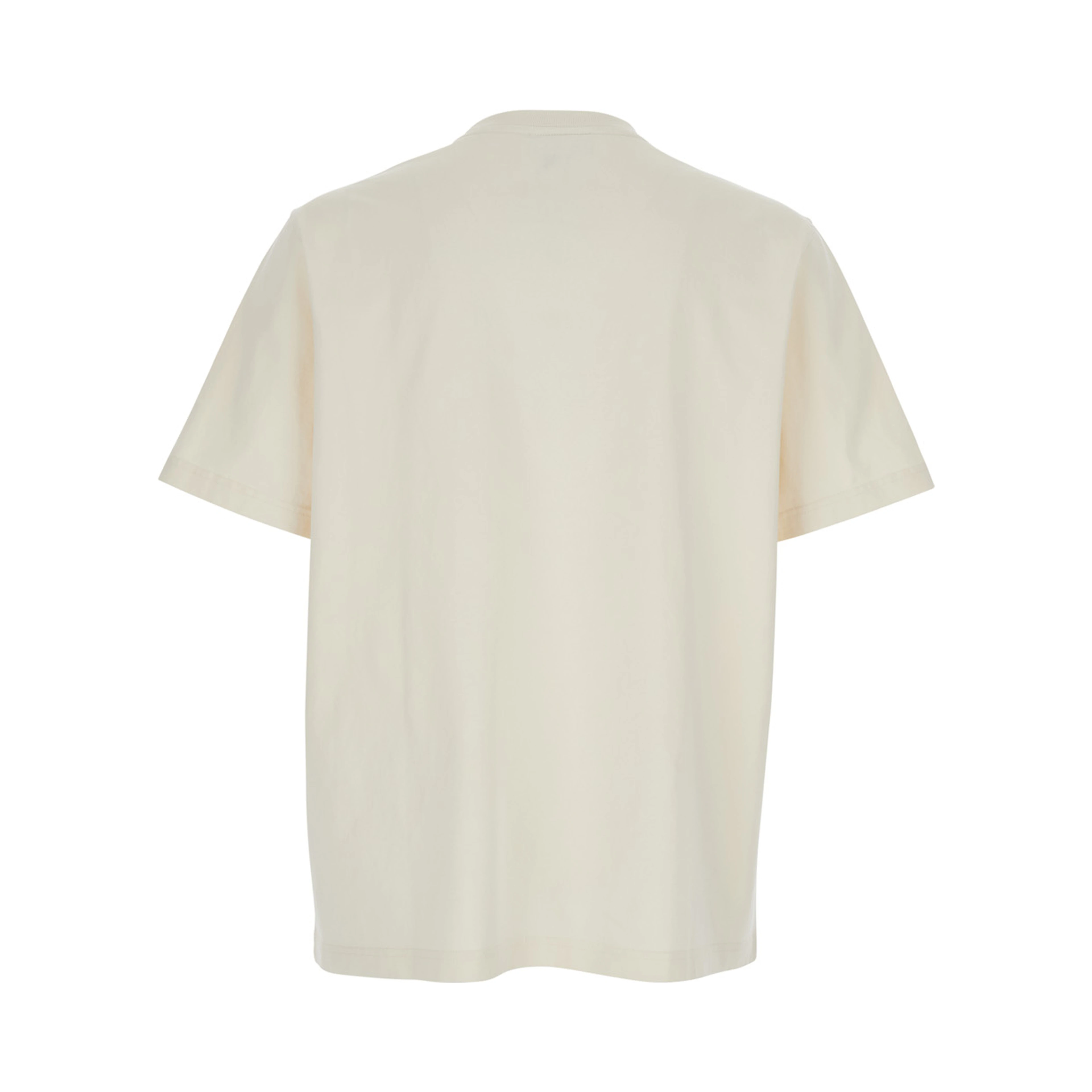 Beige Crew neck T-shirt with logo on the front in cotton for men
