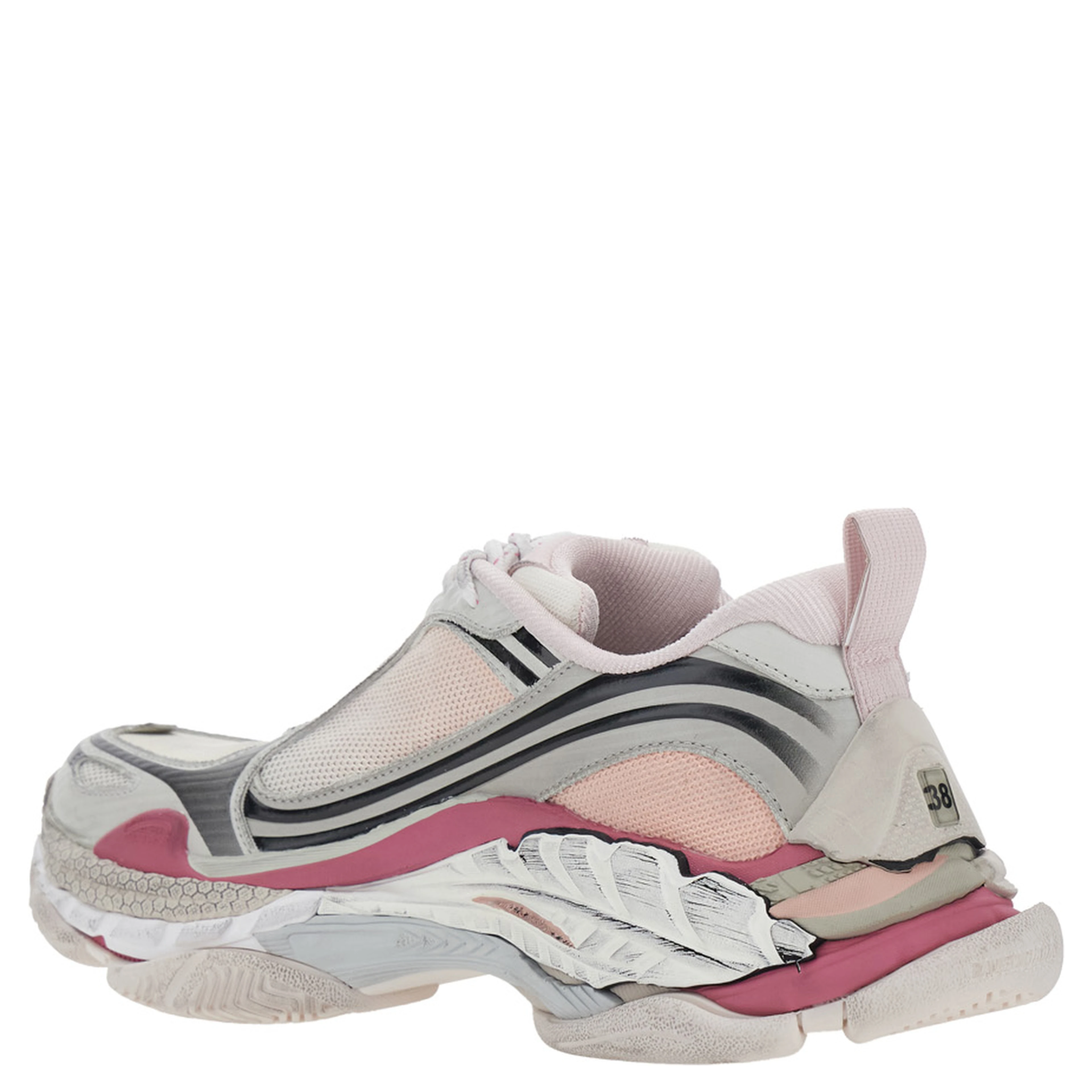 TRIPLE-S 2 Multicolor Sneakers with Logo on the front and back and Worn Effect in Leather for Women