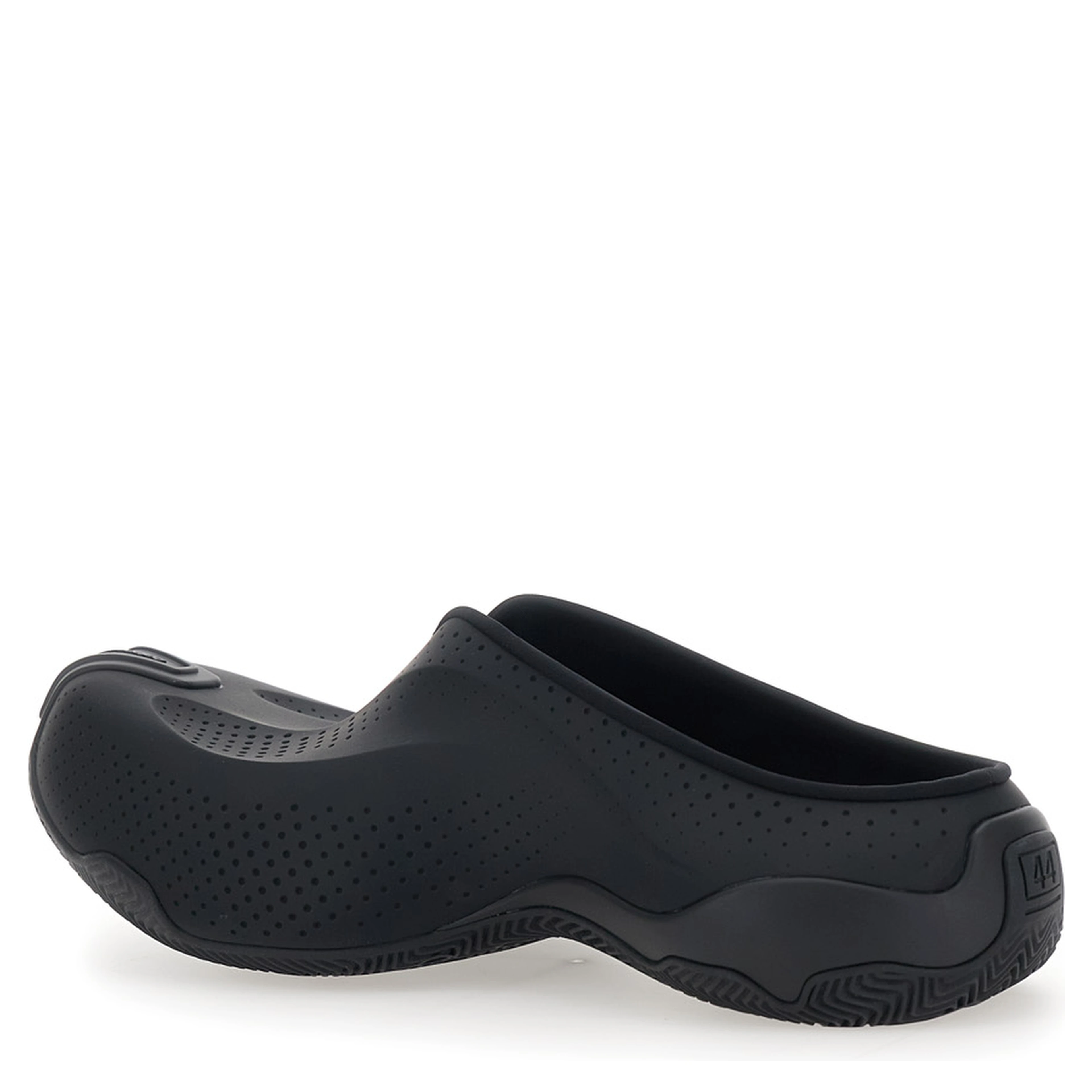 Mule Basketball Slip-On with Perforated Design in Black Tech Fabric for Men