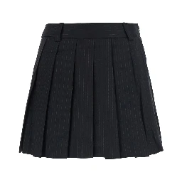 PLEATS MINI STRIPED SKIRT with stripes and Tech Fabric in black for women