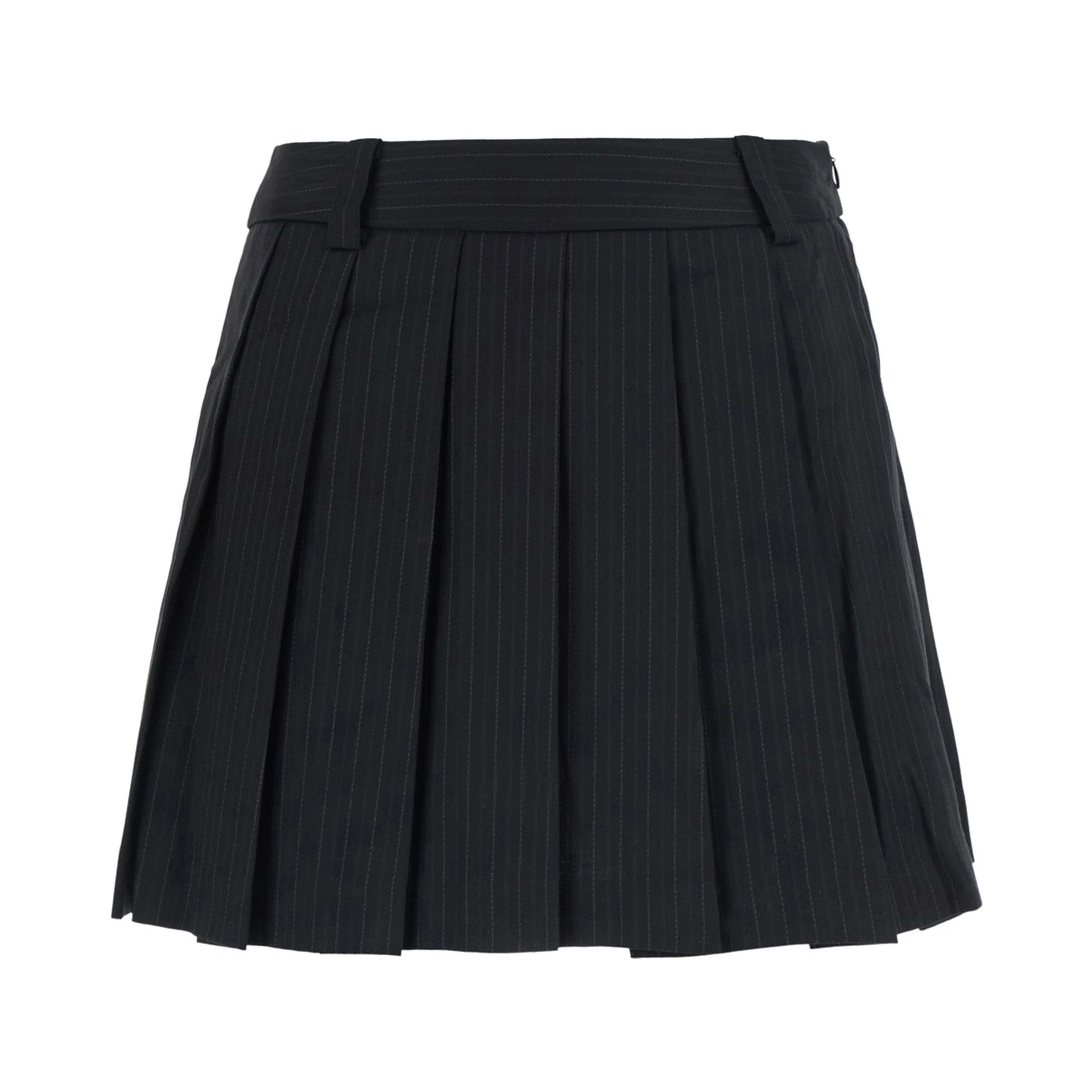 PLEATS MINI STRIPED SKIRT with stripes and Tech Fabric in black for women