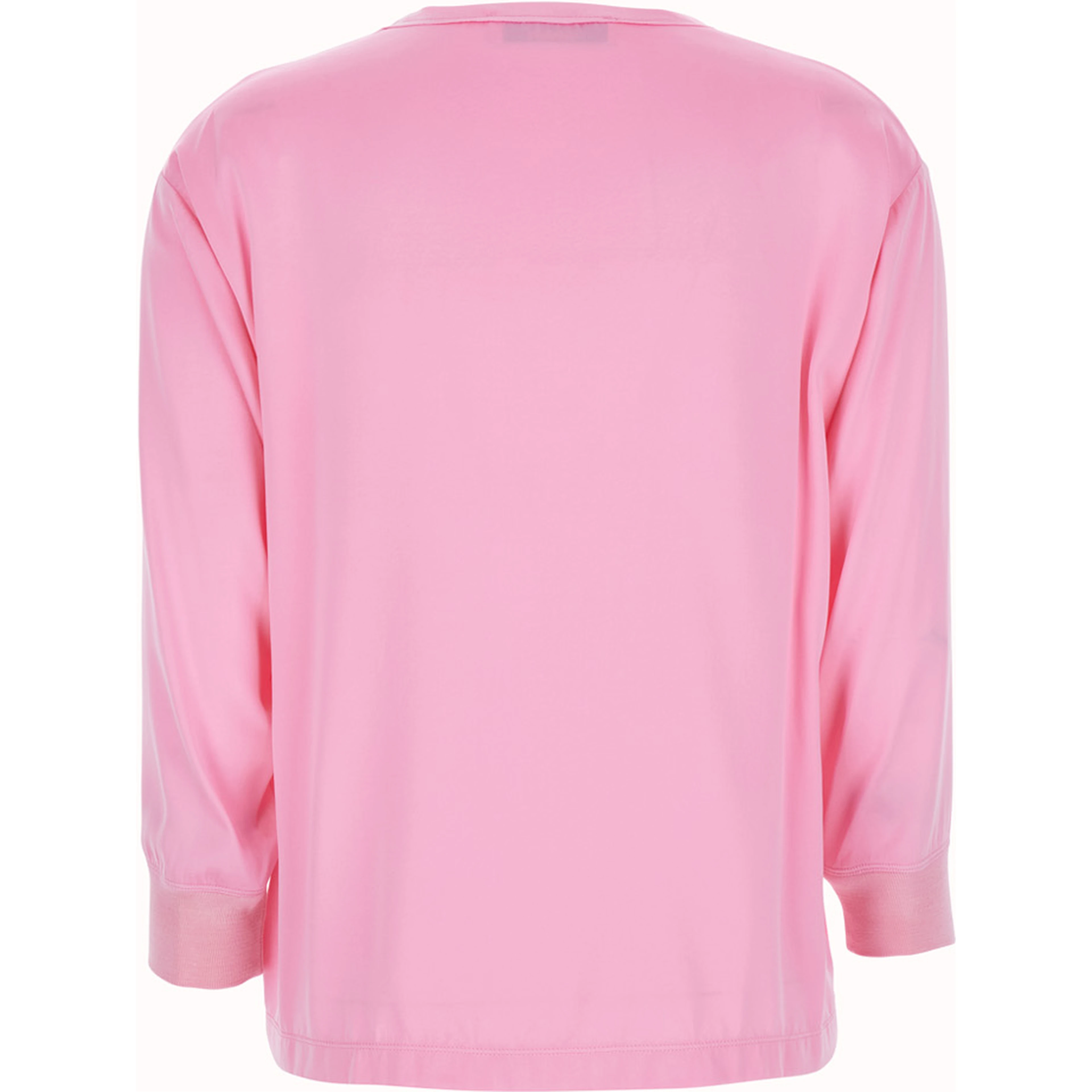 Pink Blouse with Long Sleeves and Round Neck in Fabric for Women