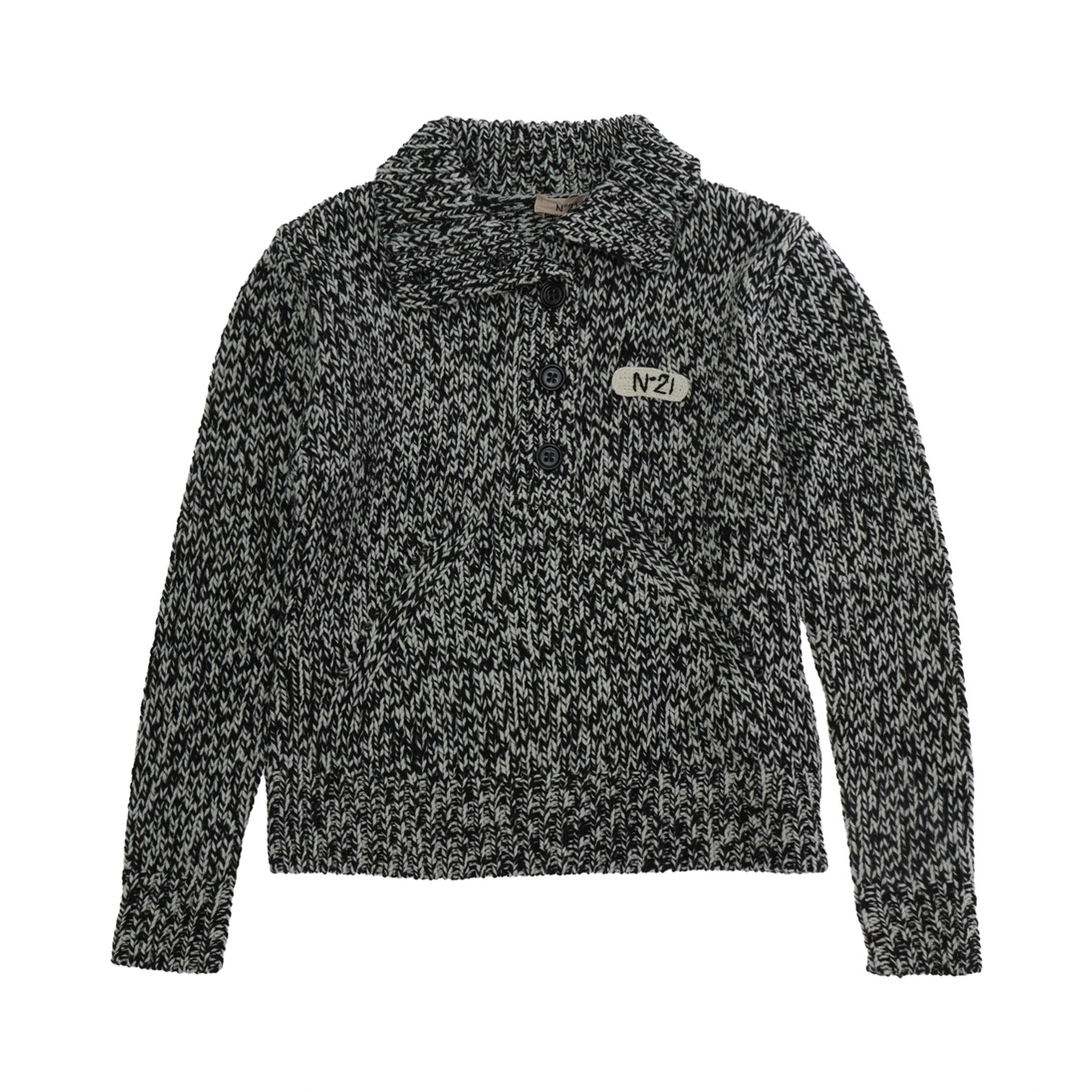 Sweater N210DNN0545N21K141F0N900 with round neck and long sleeves in Wool and Acrylic color Black for Boy